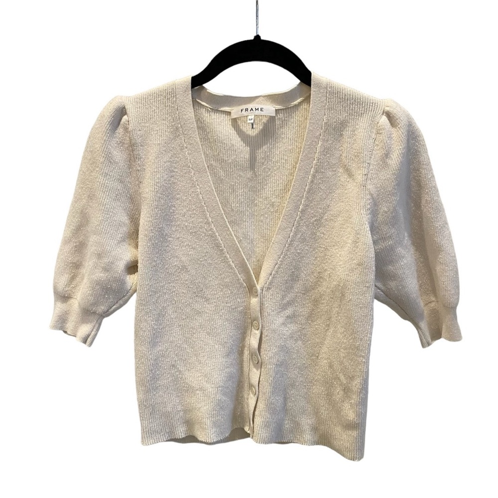 Frame Button Up Short Sleeve Sweater